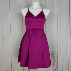 Lulu's Magenta Pink Strappy Mini Semi-formal Dress